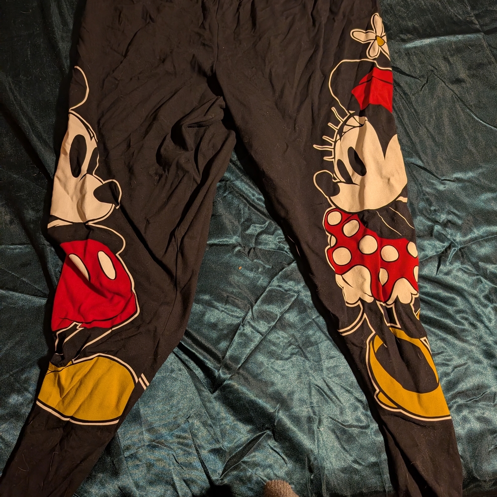 Mickey and Minnie Mouse Black Leggings